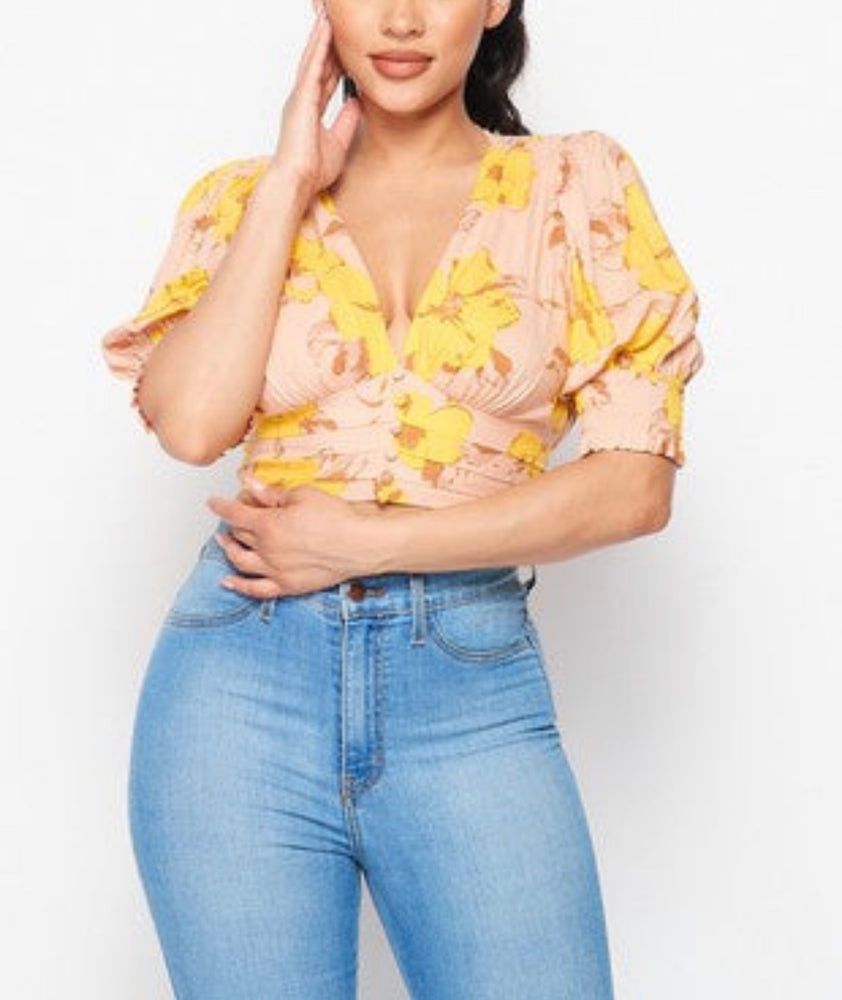 DOSE OF FLORAL CROPPED TOP