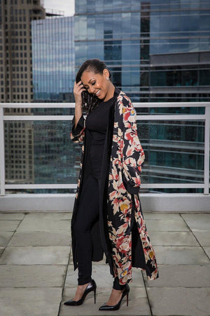 
                
                    Load image into Gallery viewer, FLORAL PRINT KIMONO-FINAL SALE - Jannah&amp;#39;s Collection
                
            