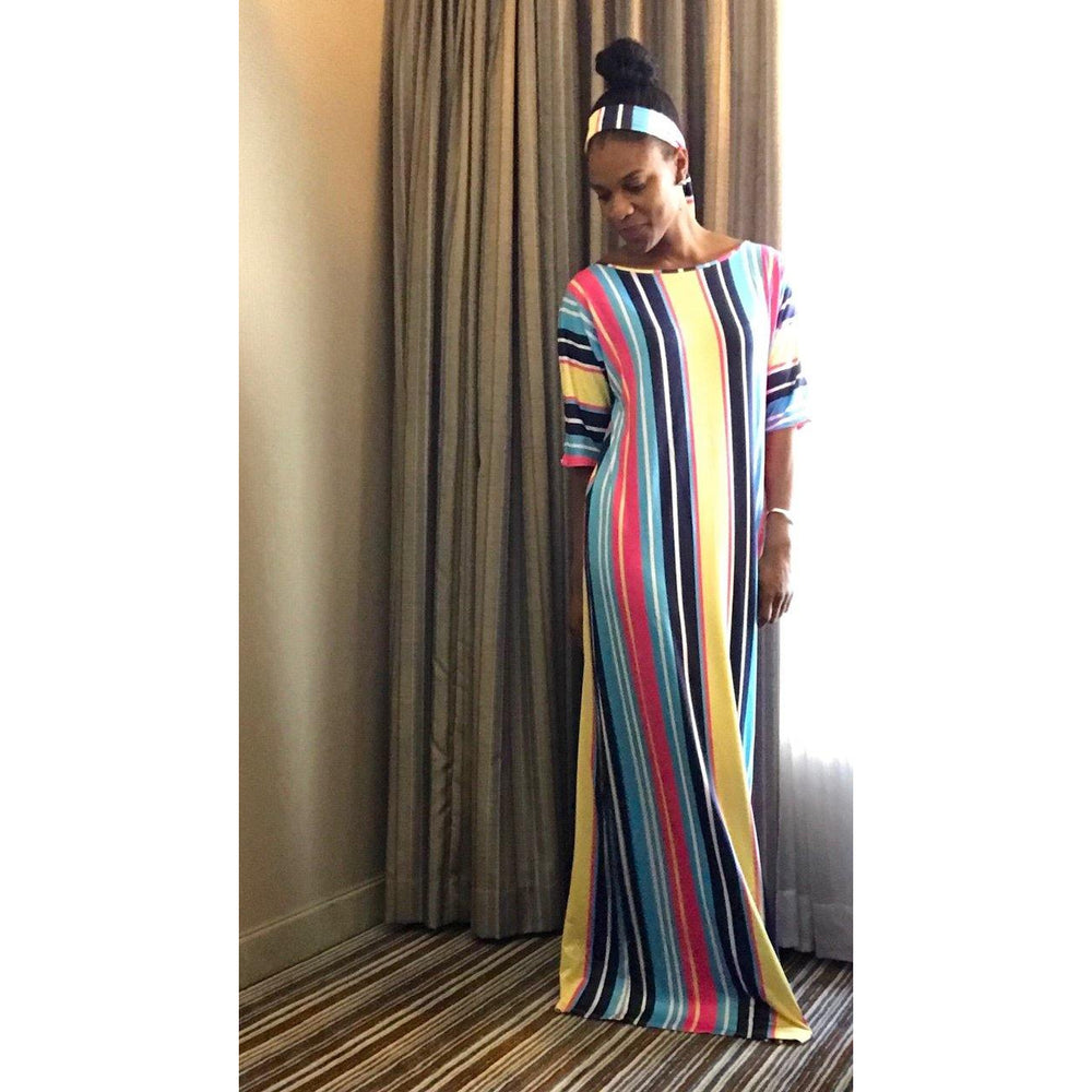 Multicolor Striped Maxi Dress-FINAL SALE - Jannah's Collection
