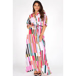 Pink Multicolor Striped Maxi Dress-FINAL SALE - Jannah's Collection