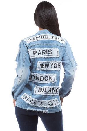 
                
                    Load image into Gallery viewer, FASHIONISTA DISTRESSED DENIM JACKET - Jannah&amp;#39;s Collection
                
            