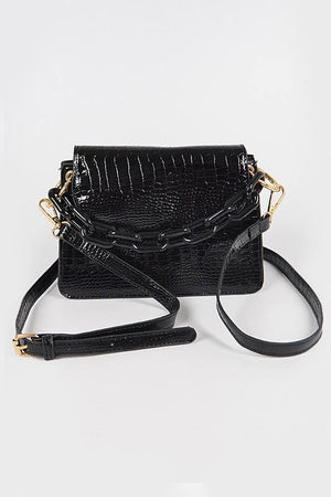 
                
                    Load image into Gallery viewer, MAKE A STATEMENT FAUX CROC HANDBAG &amp;quot;BLACK&amp;quot; - Jannah&amp;#39;s Collection
                
            