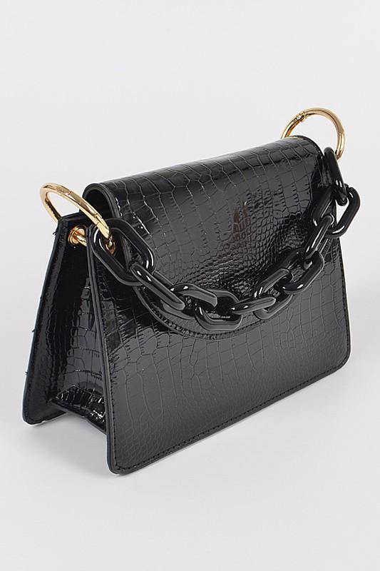 
                
                    Load image into Gallery viewer, MAKE A STATEMENT FAUX CROC HANDBAG &amp;quot;BLACK&amp;quot; - Jannah&amp;#39;s Collection
                
            