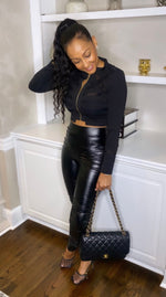 HIGH WAISTED FAUX LEATHER PANT